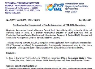 HAL Recruitment 2023 : 1060 ট্রেড শিক্ষানবিশ পদের জন্য আবেদন করুন !!! HAL-Recruitment-2023