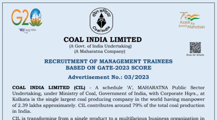 Coal India Recruitment 2023 : ভারতীয় কয়লা সংস্থায় কর্মী নিয়োগ!!! প্রায় ৬০০ শূন্য পদে কর্মী নিয়োগ!!! Coal India Recruitment 2023