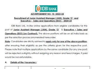 IDBI Bank Recruitment 2023 : IDBI ব্যাঙ্কে ২১০০ শূন্যপদে কর্মী নিয়োগ !!! আবেদন চলবে ৬ ডিসেম্বর পর্যন্ত !!! IDBI Bank Recruitment 2023