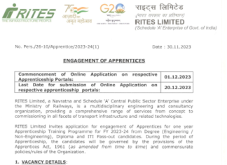 Railway RITES Recruitment 2023 : Railway RITES শিক্ষানবিশ নিয়োগ!!! অনলাইনে আবেদন!!! বেতন 160000/- পর্যন্ত!!! Railway-RITES-Recruitment-2023