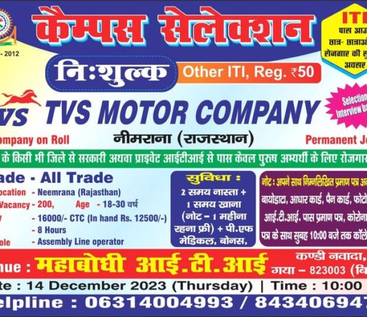 TVS Recruitment 2023 : স্থায়ী চাকরি !!! আইটিআই পাস প্রার্থীরা !!! ফ্রেশার জন্য!!! TVS Recruitment 2023